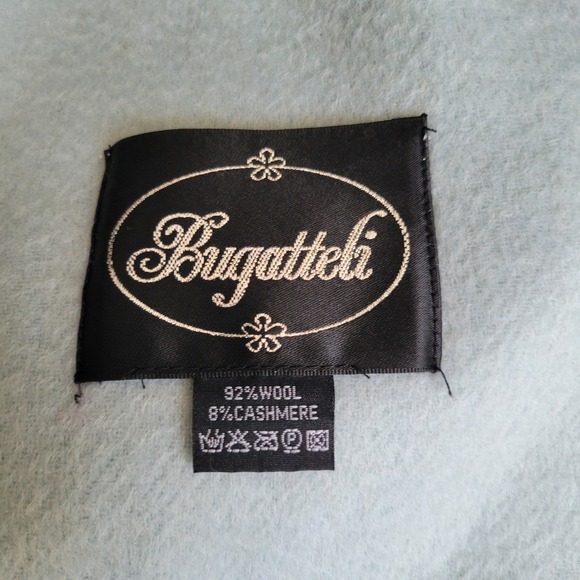 Bugatteli Luxury Wool Cashmere Blend Scarf Shawl Wrap Blue Fringe 26x72 L Luxury - Picture 2 of 8